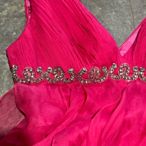 Fuchsia V-neck , A-Line Nika by Niki Kapoor dress - Picture 3 of 6